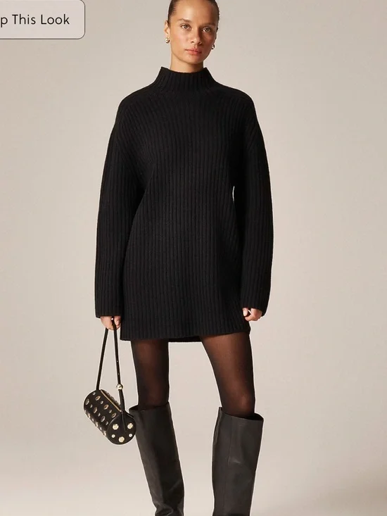 J Crew Ribbed turtleneck mini sweater-dress in vintage wool - Picture 1 of 5